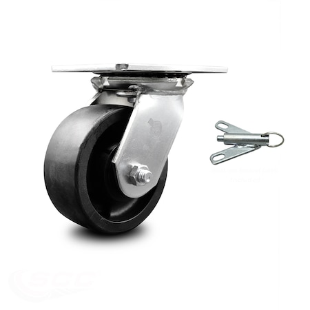 Service Caster 5 Inch Heavy Duty Glass Filled Nylon Caster with Roller Bearing and Swivel Lock SCC-35S520-GFNR-BSL